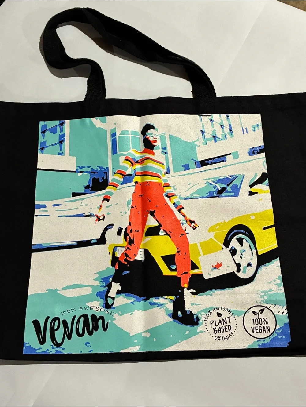 Vevan Foods Pop Art Graphic Canvas Tote